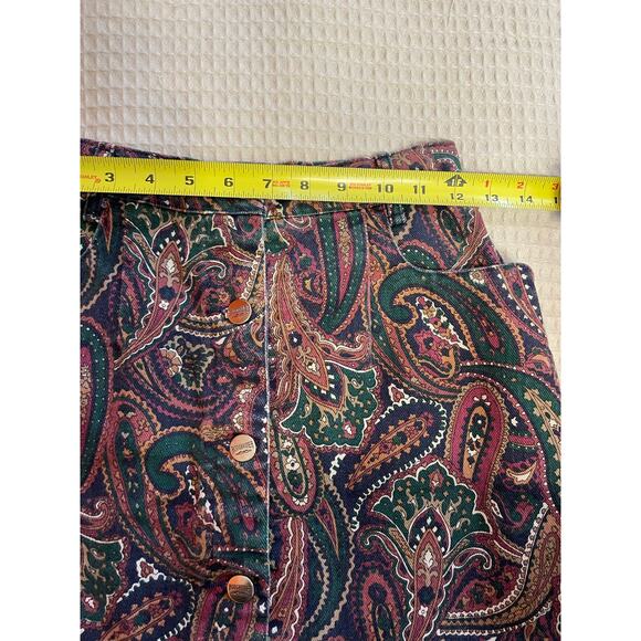 VTG RoughRider by Circle T Purple Paisley Button Up Denim Mini Skirt Size 2 - Picture 6 of 7